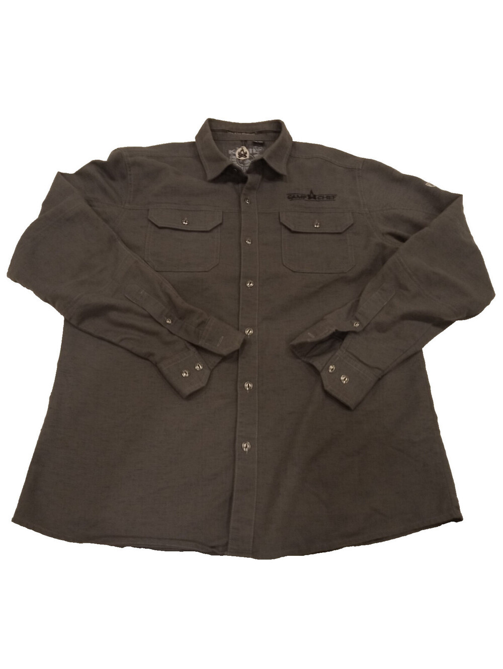 Kuhl Western Shirt Mens Large Charcoal Gray Camp Chef Snap Button Long Sleeve L